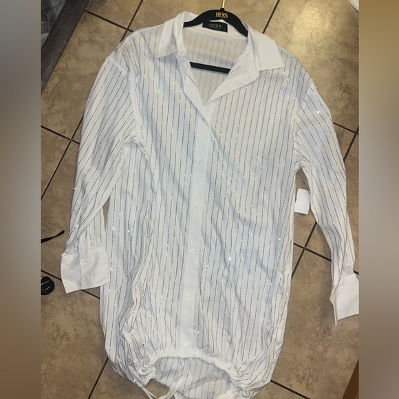 Shop Akira White Rhinestone Shirt - Picture 3 of 5